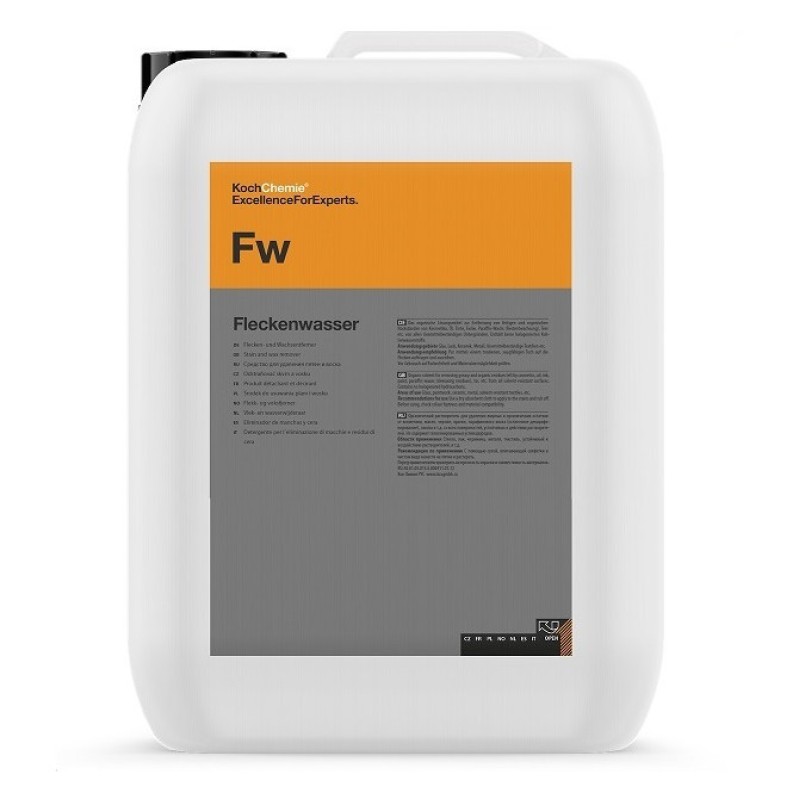 Soluție pentru îndepărtarea petelor, cerii și urmelor de grăsime Koch-Chemie Fleckenwasser (Fw), 10 L Soluție pentru îndepărtarea petelor, cerii și urmelor de grăsime Koch-Chemie Fleckenwasser (Fw), 10 L